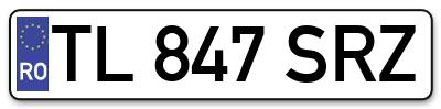 Placuta inmatriculare numar auto  TL-847-SRZ, TL 847 SRZ, TL847SRZ