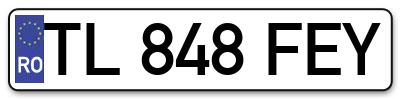 Placuta inmatriculare numar auto  TL-848-FEY, TL 848 FEY, TL848FEY