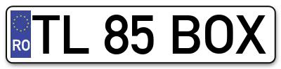 Placuta inmatriculare numar auto  TL-85-BOX, TL 85 BOX, TL85BOX