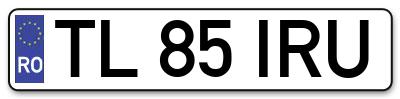 Placuta inmatriculare numar auto  TL-85-IRU, TL 85 IRU, TL85IRU