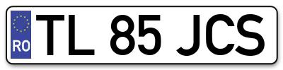 Placuta inmatriculare numar auto  TL-85-JCS, TL 85 JCS, TL85JCS