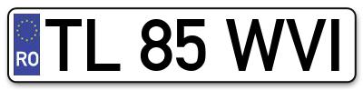 Placuta inmatriculare numar auto  TL-85-WVI, TL 85 WVI, TL85WVI