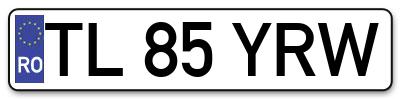 Placuta inmatriculare numar auto  TL-85-YRW, TL 85 YRW, TL85YRW