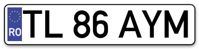 Placuta inmatriculare numar auto  TL-86-AYM, TL 86 AYM, TL86AYM