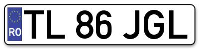 Placuta inmatriculare numar auto  TL-86-JGL, TL 86 JGL, TL86JGL