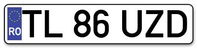 Placuta inmatriculare numar auto  TL-86-UZD, TL 86 UZD, TL86UZD