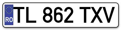 Placuta inmatriculare numar auto  TL-862-TXV, TL 862 TXV, TL862TXV