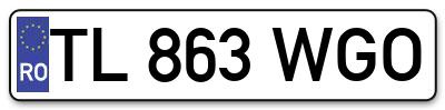 Placuta inmatriculare numar auto  TL-863-WGO, TL 863 WGO, TL863WGO