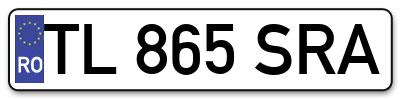 Placuta inmatriculare numar auto  TL-865-SRA, TL 865 SRA, TL865SRA