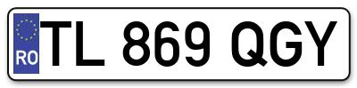 Placuta inmatriculare numar auto  TL-869-QGY, TL 869 QGY, TL869QGY