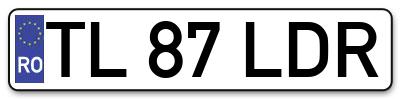 Placuta inmatriculare numar auto  TL-87-LDR, TL 87 LDR, TL87LDR