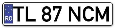 Placuta inmatriculare numar auto  TL-87-NCM, TL 87 NCM, TL87NCM