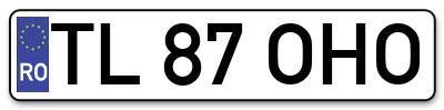Placuta inmatriculare numar auto  TL-87-OHO, TL 87 OHO, TL87OHO