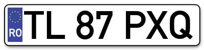 Placuta inmatriculare numar auto  TL-87-PXQ, TL 87 PXQ, TL87PXQ