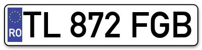 Placuta inmatriculare numar auto  TL-872-FGB, TL 872 FGB, TL872FGB