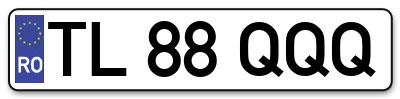 Placuta inmatriculare numar auto  TL-88-QQQ, TL 88 QQQ, TL88QQQ