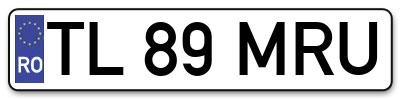 Placuta inmatriculare numar auto  TL-89-MRU, TL 89 MRU, TL89MRU