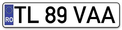 Placuta inmatriculare numar auto  TL-89-VAA, TL 89 VAA, TL89VAA