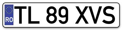 Placuta inmatriculare numar auto  TL-89-XVS, TL 89 XVS, TL89XVS