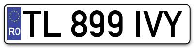 Placuta inmatriculare numar auto  TL-899-IVY, TL 899 IVY, TL899IVY