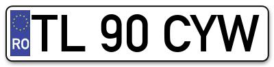 Placuta inmatriculare numar auto  TL-90-CYW, TL 90 CYW, TL90CYW