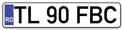 Placuta inmatriculare numar auto  TL-90-FBC, TL 90 FBC, TL90FBC