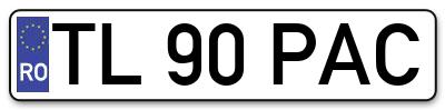 Placuta inmatriculare numar auto  TL-90-PAC, TL 90 PAC, TL90PAC