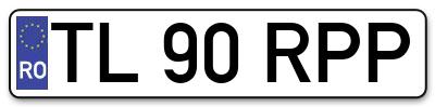 Placuta inmatriculare numar auto  TL-90-RPP, TL 90 RPP, TL90RPP