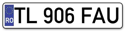 Placuta inmatriculare numar auto  TL-906-FAU, TL 906 FAU, TL906FAU