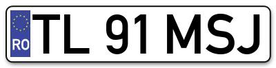 Placuta inmatriculare numar auto  TL-91-MSJ, TL 91 MSJ, TL91MSJ