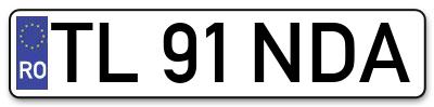 Placuta inmatriculare numar auto  TL-91-NDA, TL 91 NDA, TL91NDA