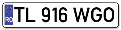 Placuta inmatriculare numar auto  TL-916-WGO, TL 916 WGO, TL916WGO