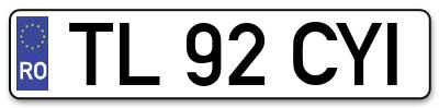 Placuta inmatriculare numar auto  TL-92-CYI, TL 92 CYI, TL92CYI