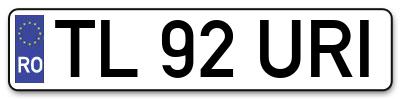 Placuta inmatriculare numar auto  TL-92-URI, TL 92 URI, TL92URI