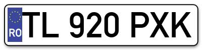 Placuta inmatriculare numar auto  TL-920-PXK, TL 920 PXK, TL920PXK