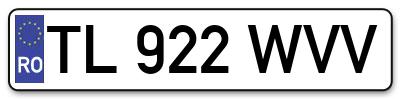 Placuta inmatriculare numar auto  TL-922-WVV, TL 922 WVV, TL922WVV