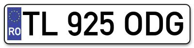 Placuta inmatriculare numar auto  TL-925-ODG, TL 925 ODG, TL925ODG