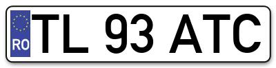 Placuta inmatriculare numar auto  TL-93-ATC, TL 93 ATC, TL93ATC
