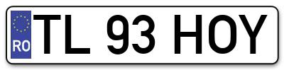 Placuta inmatriculare numar auto  TL-93-HOY, TL 93 HOY, TL93HOY