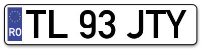 Placuta inmatriculare numar auto  TL-93-JTY, TL 93 JTY, TL93JTY