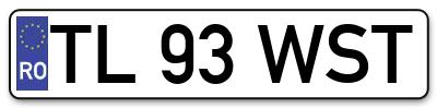 Placuta inmatriculare numar auto  TL-93-WST, TL 93 WST, TL93WST