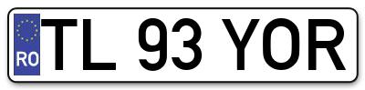 Placuta inmatriculare numar auto  TL-93-YOR, TL 93 YOR, TL93YOR