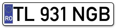 Placuta inmatriculare numar auto  TL-931-NGB, TL 931 NGB, TL931NGB