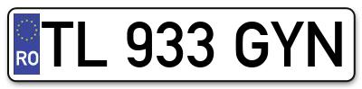 Placuta inmatriculare numar auto  TL-933-GYN, TL 933 GYN, TL933GYN