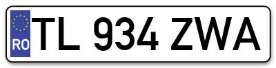 Placuta inmatriculare numar auto  TL-934-ZWA, TL 934 ZWA, TL934ZWA