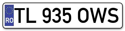 Placuta inmatriculare numar auto  TL-935-OWS, TL 935 OWS, TL935OWS