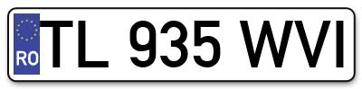 Placuta inmatriculare numar auto  TL-935-WVI, TL 935 WVI, TL935WVI