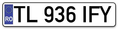 Placuta inmatriculare numar auto  TL-936-IFY, TL 936 IFY, TL936IFY
