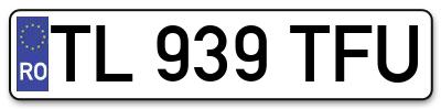 Placuta inmatriculare numar auto  TL-939-TFU, TL 939 TFU, TL939TFU