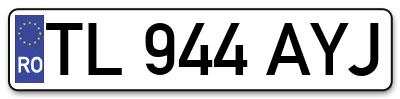 Placuta inmatriculare numar auto  TL-944-AYJ, TL 944 AYJ, TL944AYJ